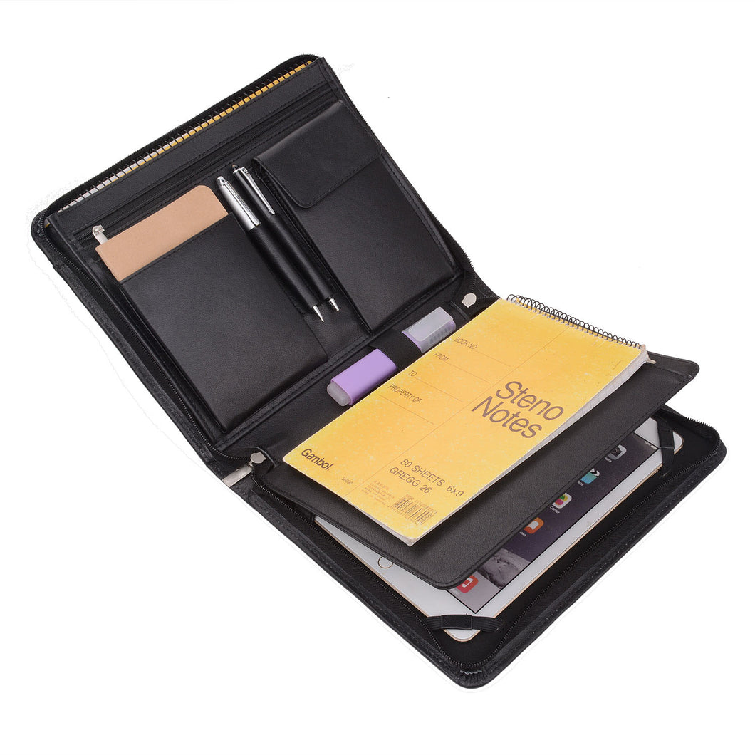 Tablet Portfolio Case with Notepad Holder, Zippered Leather Portfolio –  Leather Premier