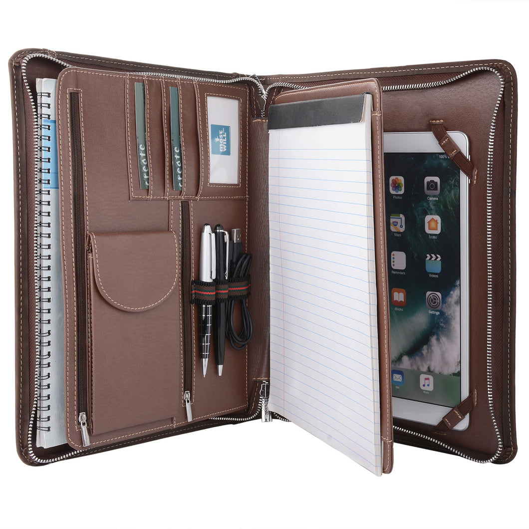 Zipper Padfolio for iPad, Crazy-Horse Leather Portfolio with Zipper, M –  Leather Premier